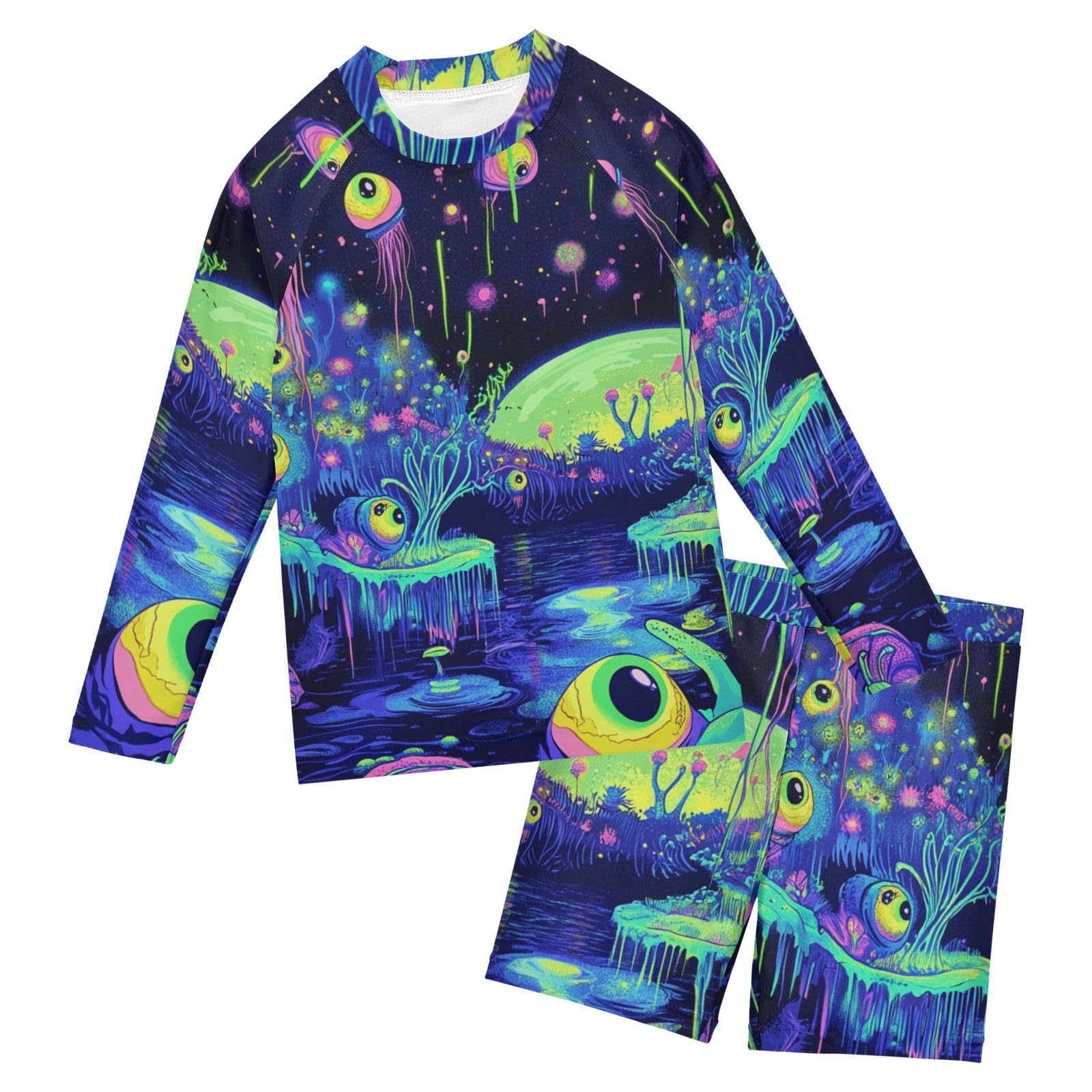 Conjunto UV niños de paisaje psicodélico manga larga 3-10 años 6