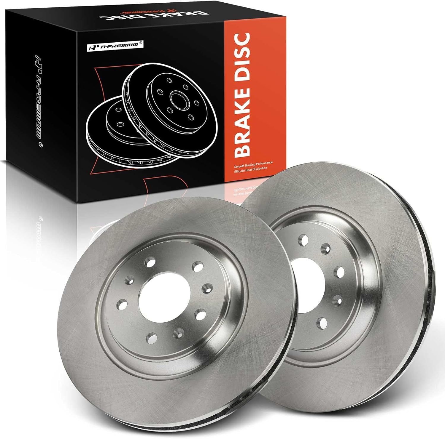 A-Premium 12.72 inch (323 mm) Front Vented Disc Brake Rotors Compatible with Select Cadillac, Pontiac Models - CTS 2006-2007, STS 2005-2008, Bonneville 2004-2005, 2-PC Set
