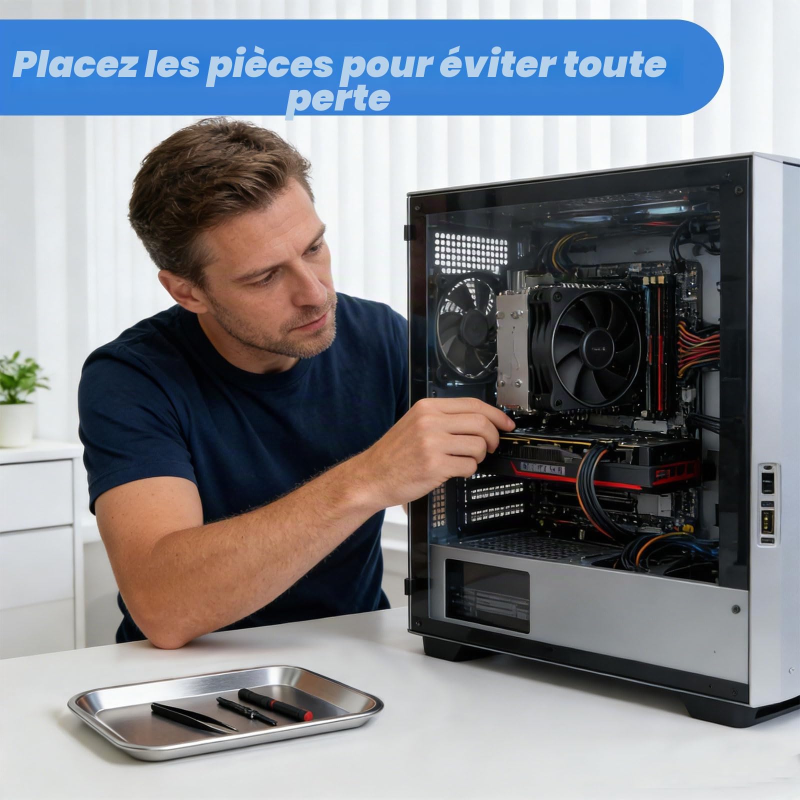 4 Pièces Plateau à Instruments, Plateaux Rectangulaires en Acier Inoxydable, Réutilisable Plateau de Laboratoire pour Les Salons de Beauté, Les Cliniques Vétérinaires, Les Cbinets Dentaires