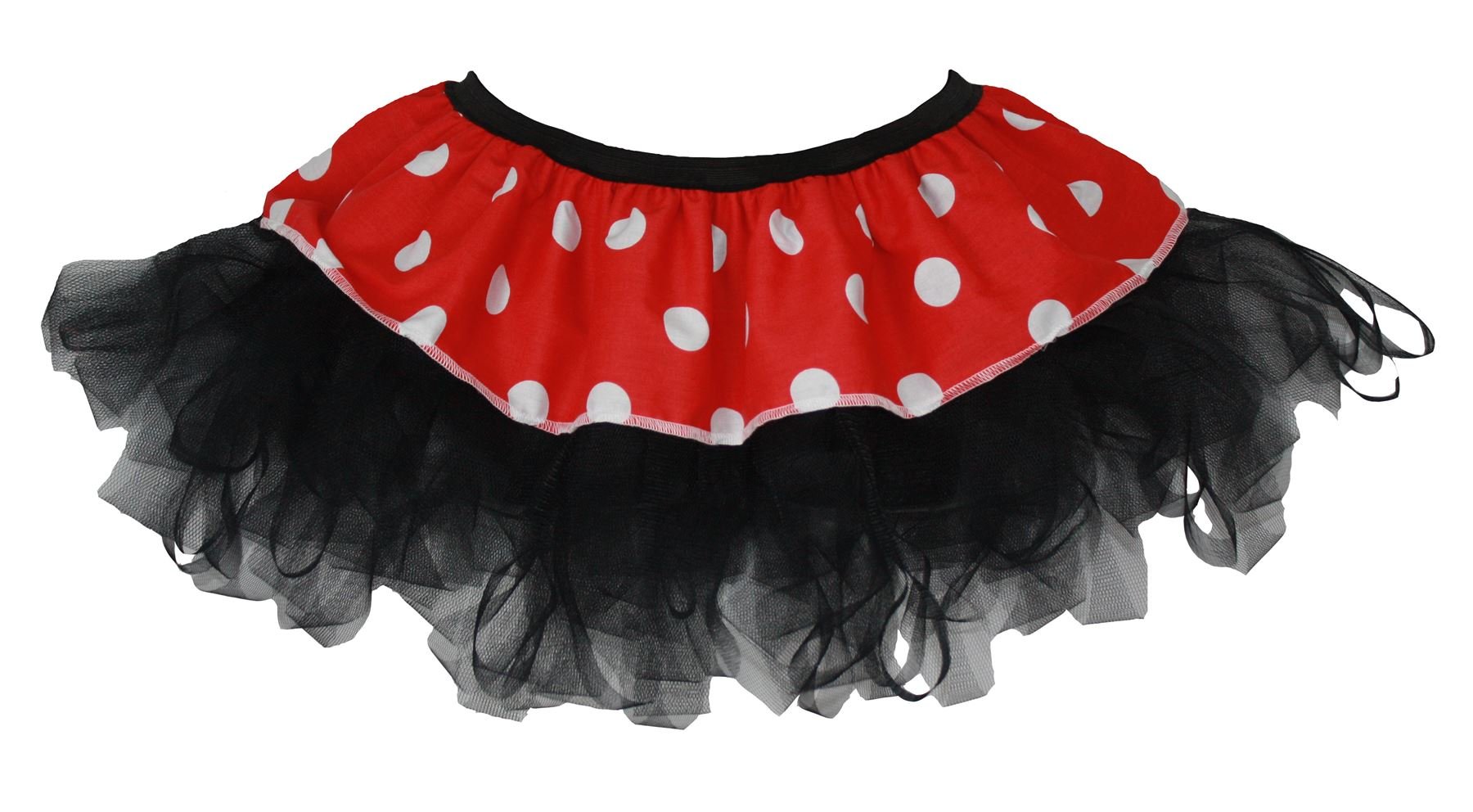 The Dragons Den Adults 12" Length Red & White Polka Dot Mouse Cyber Tutu Skirt Fancy Dress [S-M]