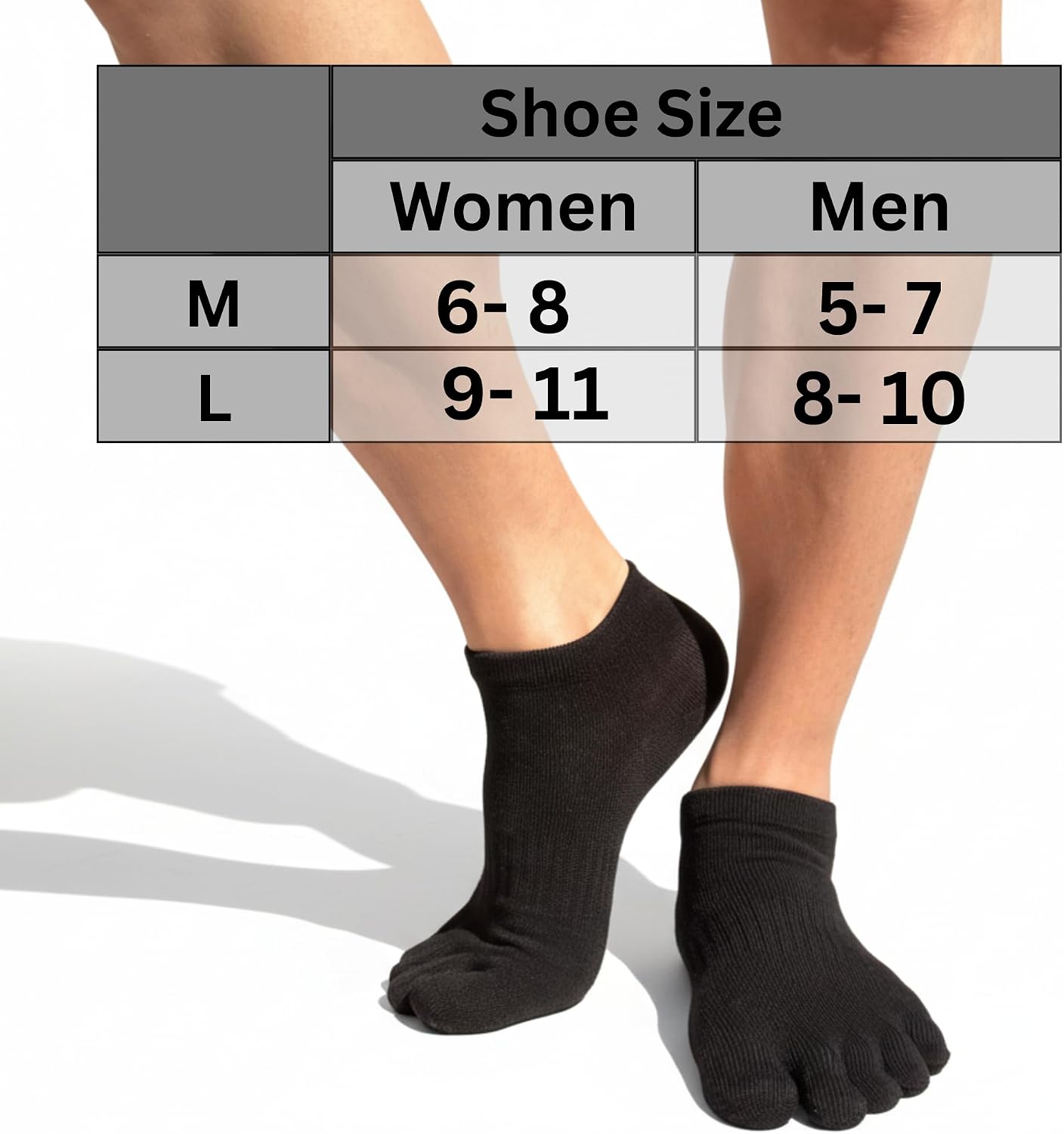 Soxsense Bamboo Viscose Soft Breathable Athletc Toe Socks Ankle Low Cut Casual Finger Socks Non Slip for Men Women 3 Pairs