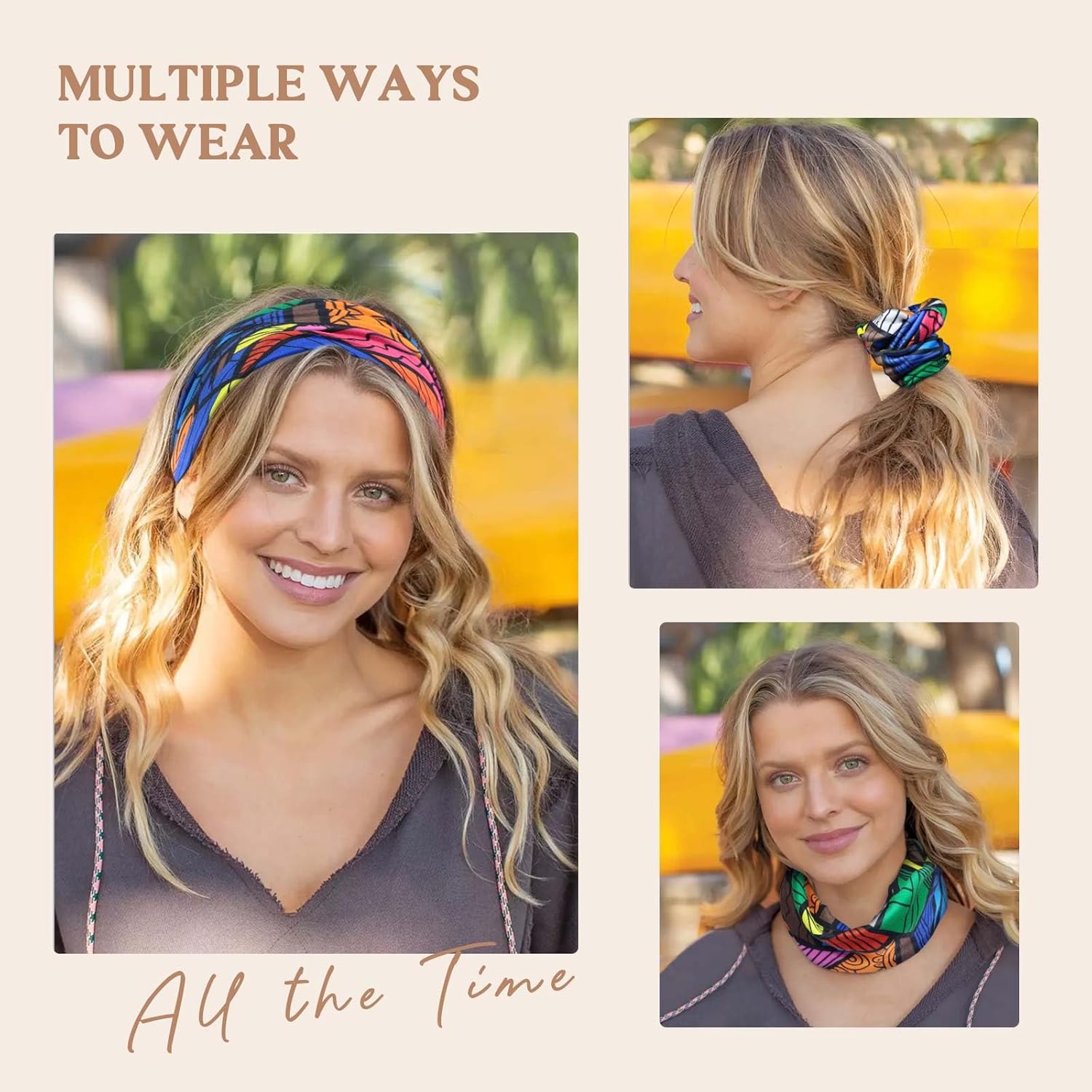 Wide Headbands for Women Knotted No Slip Head Bands Soft Turban Headband Hair Accessories Boho African Solid Color Head Wraps for Women Yoga Workout Pack of 6 - Image 6