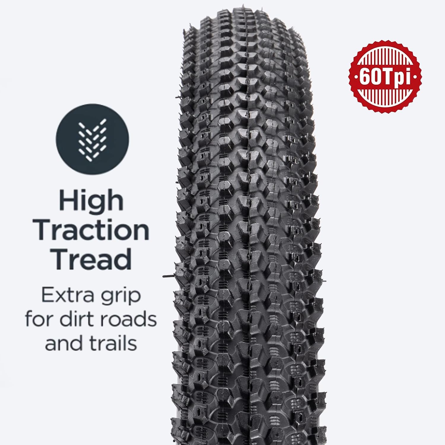 Replacement Bike Tire -26’’x1.95’’,26’’x2.25’’, 27.5’’x2.1’’, 27.5’’x2.2’’, and 29’’x2.2’’ Durable Folding Mountain Bike Tire - 60 TPI Bicycle Tires for Mountain Bike Bicycle