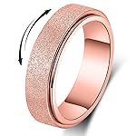 AmorArtSky Spinner Ring for Anxiety Relief Fidget:Anxiety Ring for Women Men,Titanium Stainless Steel Spinner Ring,5 Colors,6MM,Size 9,Sandblasted Finished Fidget Ring-Rose Gold