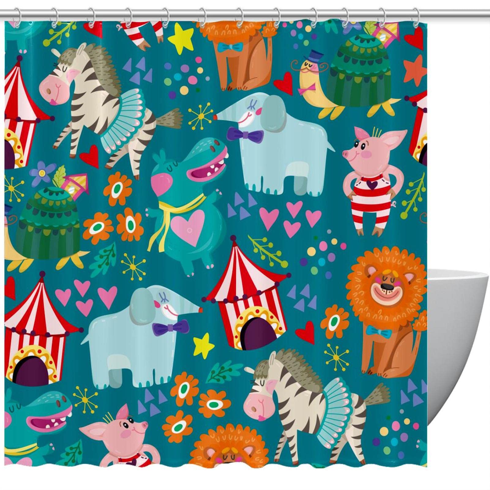 Rideau de douche dessin animé imperméable 183x183 cm anti éclaboussures grand format