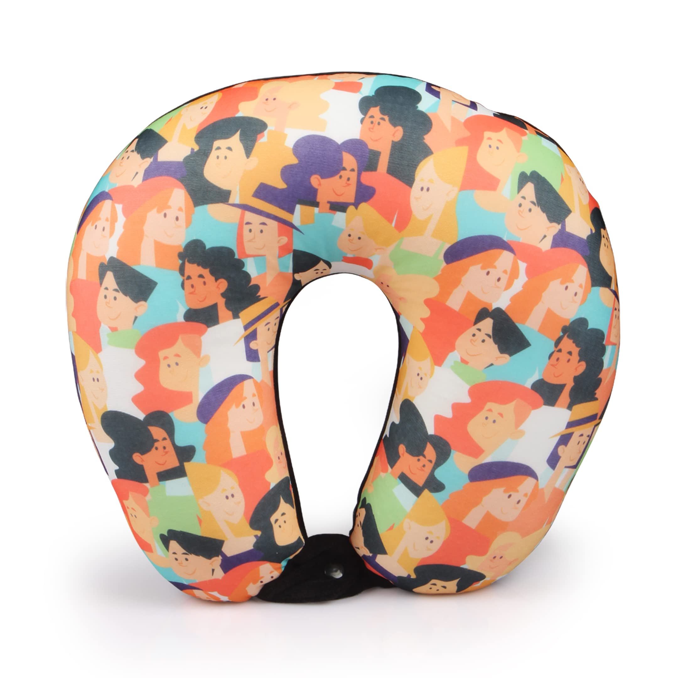 ORKA TRAVEL Digital Printed Spandex Filled with Micro Beads Luxury Travel Neck Support Rest Pillow, Multipurpose Comfortable Travel Pillow for Airplane (People Theme)-picture-19