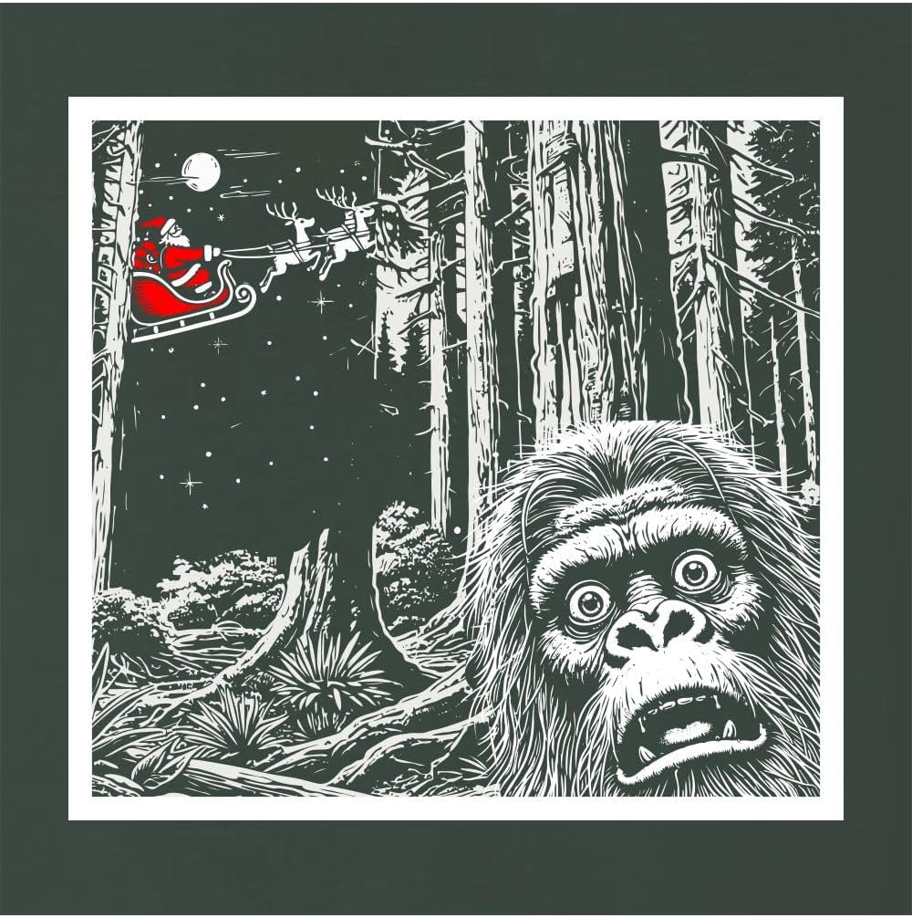 Go All Out Bigfoot Selfie With Santa Funny Christmas Sasquatch Mens Women Sweatshirt Hoodie