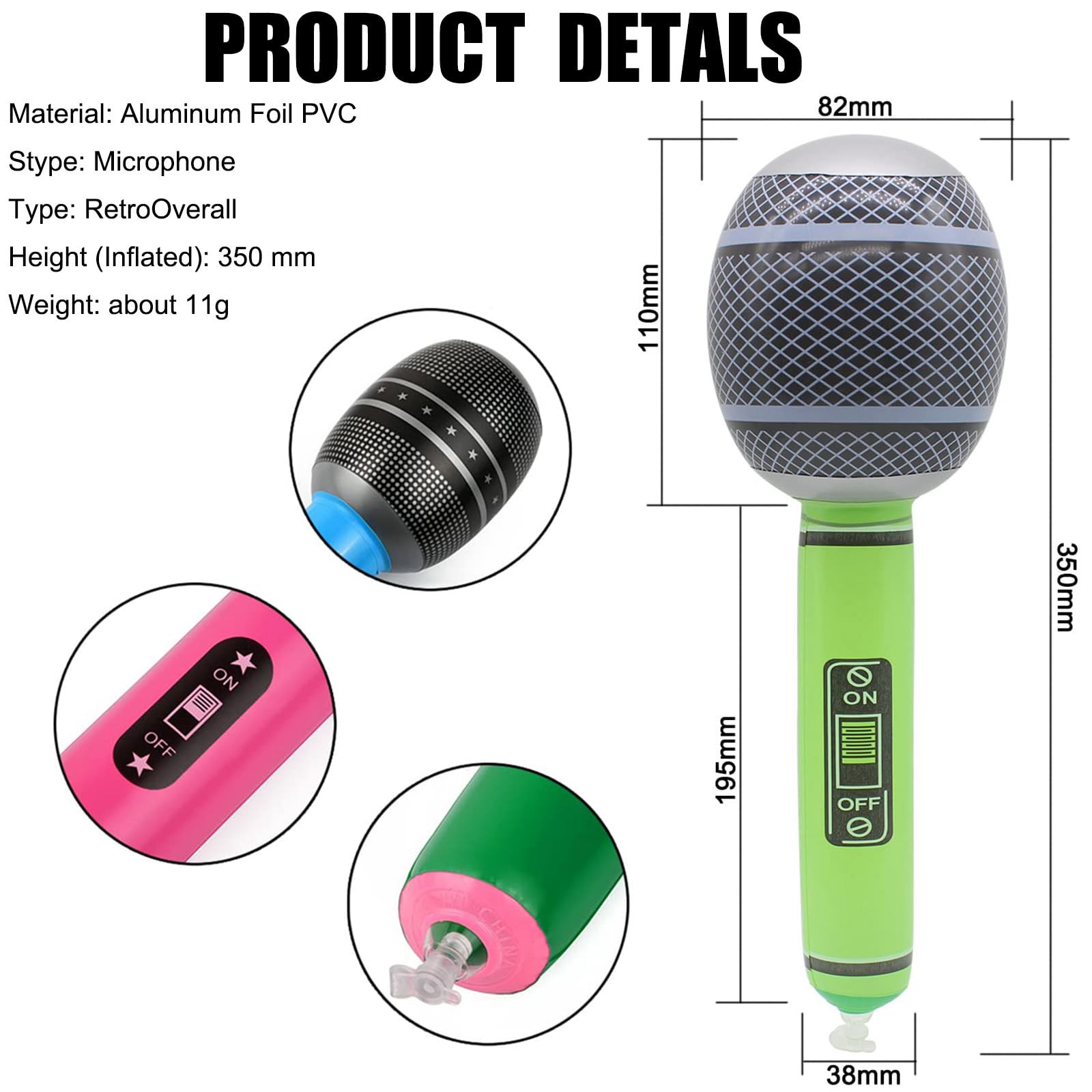 Microfoni Gonfiabili Per Feste - 6 Pezzi, PVC, Colorati, Per Karaoke - Foto 12