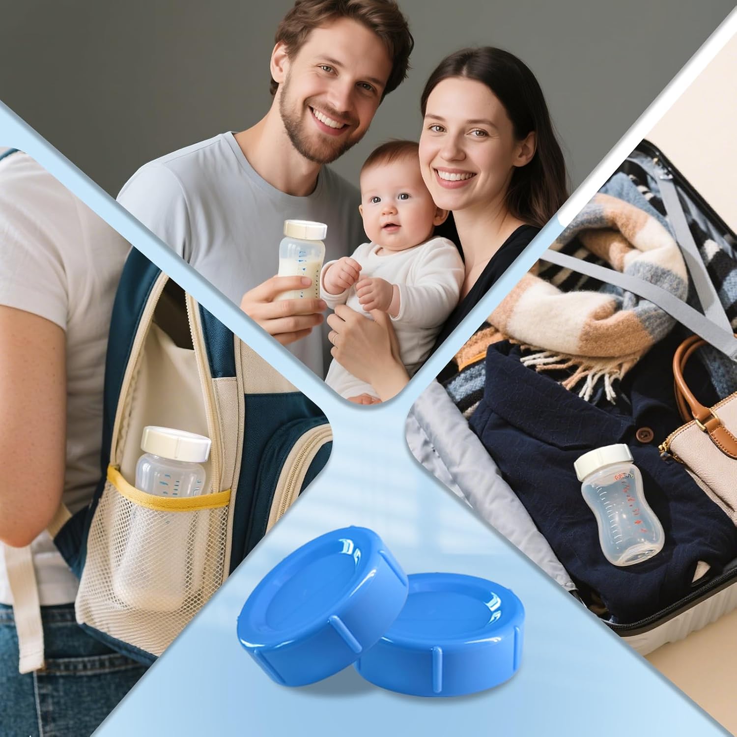 6pcs Wide Bottle Caps Compatible for Wide-Neck Natural Flow Dr Brown Bottles,BPA Free Travel and Storage Baby Bottle Lids Replacement Parts with Sealing Gasket for Baby Bottles Accessory (White)