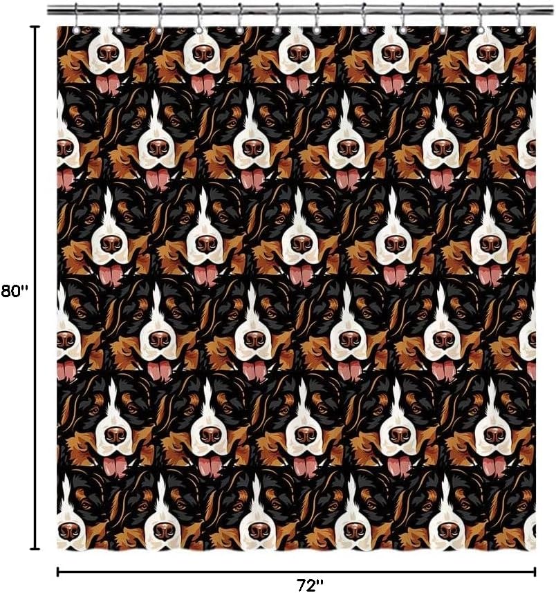 Dog Lover Shower Curtain Cartoon Boxer Pet's Mash Face for Kids Pet Lovers Bathroom Decor Set Waterproof Fabric with 12 Hooks 72x66 Inch