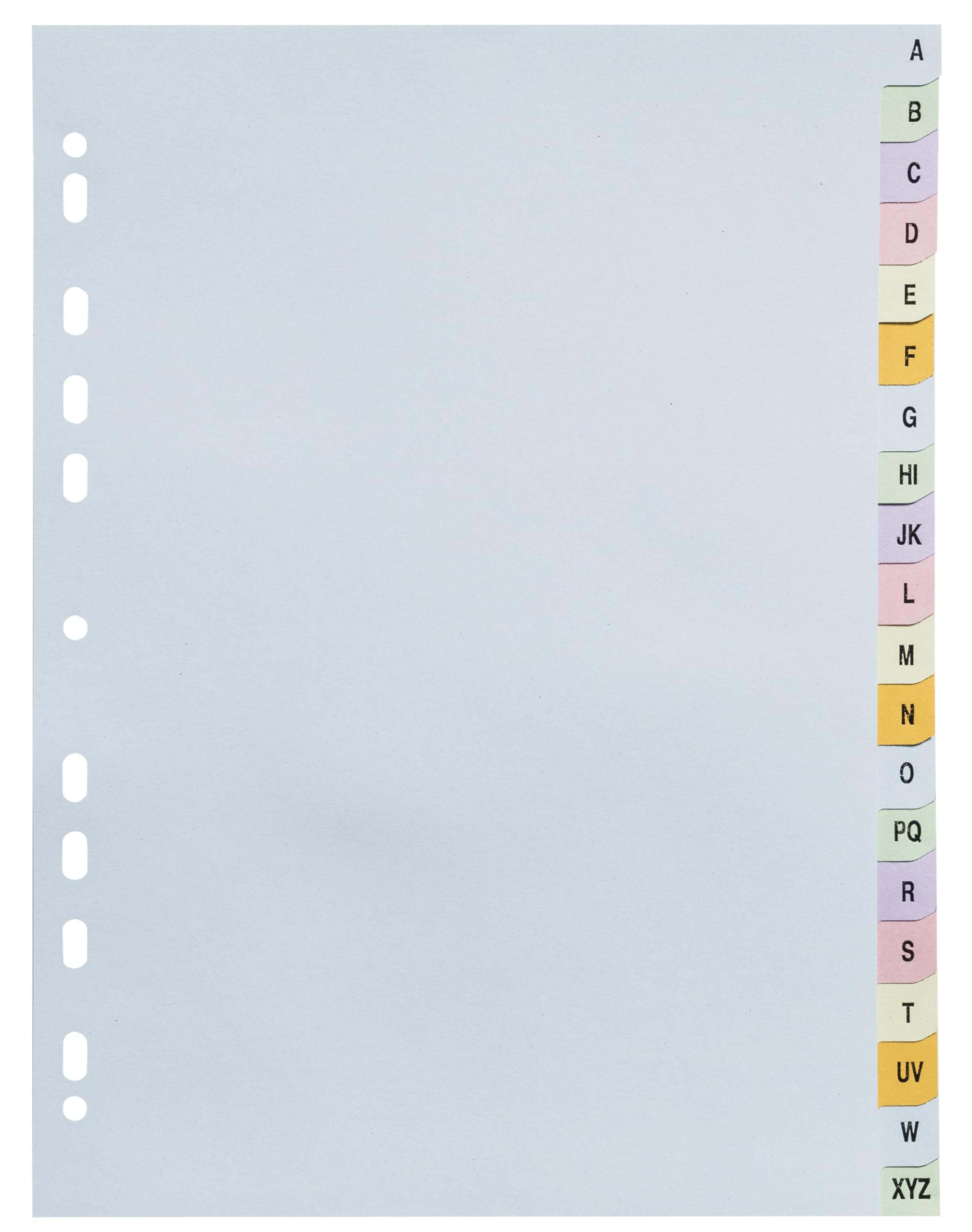 Exacompta - Ref 2621E - 1 Pastel Card Divider 170 g/m2 Forever with 20 Alphabetical Printed Keys from A to Z - Size to File A4 - Size 22.5 x 29.7 cm - Assorted Pastel Colours