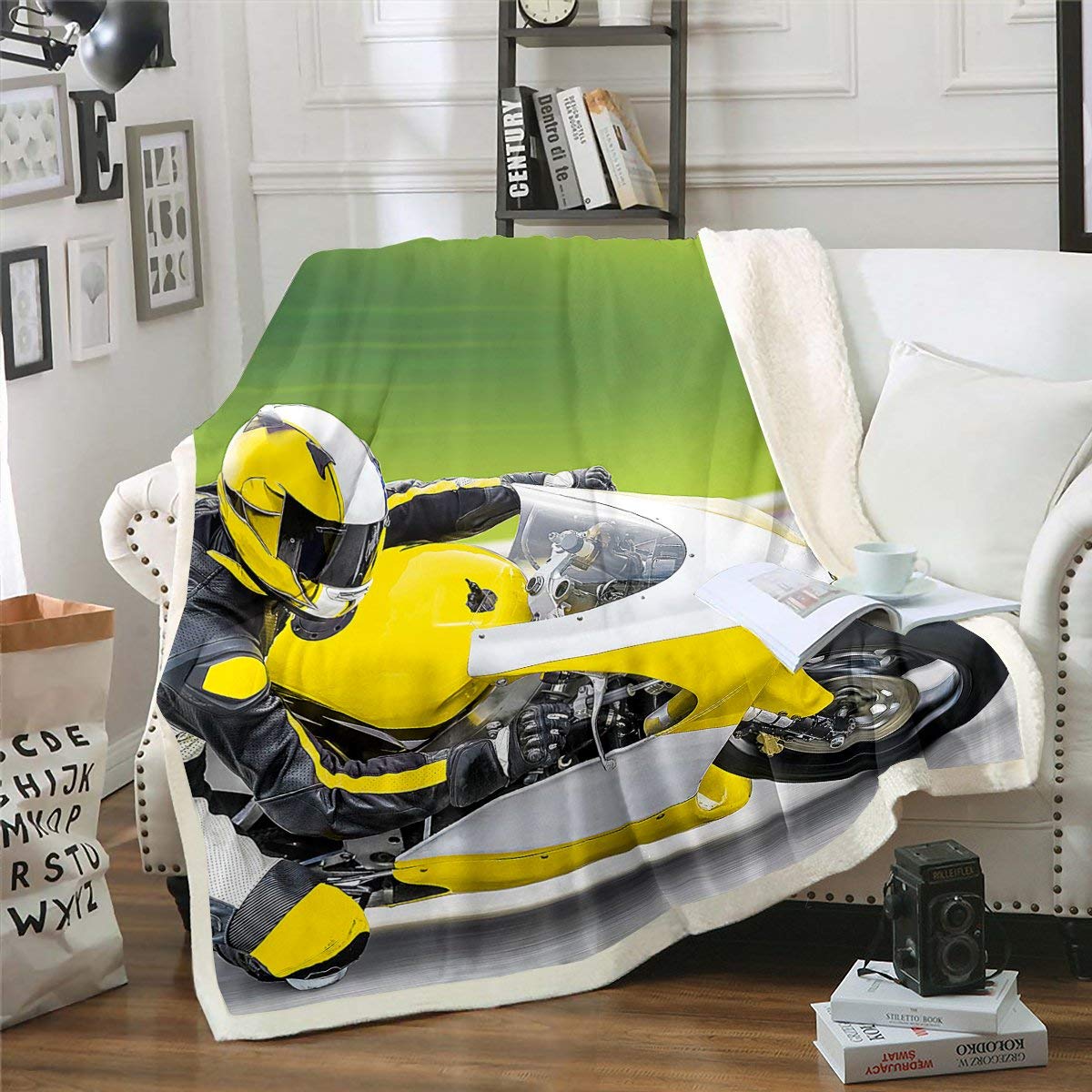 Couverture chaude sports extrêmes en peluche épaisse pour lit
