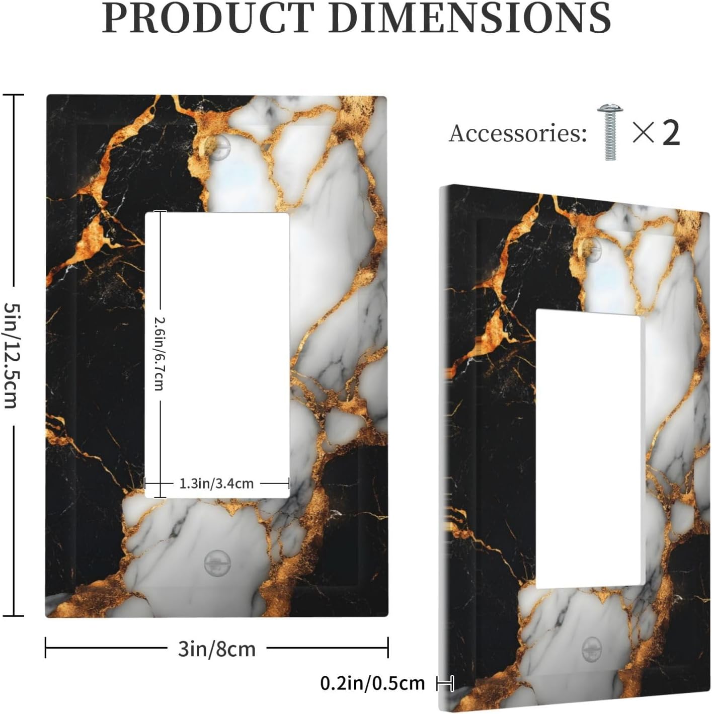 Decorative Outlet Covers Black Gold Marble 1 Gang Rocker Light Switch Cover Plate Single Gfci Light Switch Covers Wall Plate for Country Bathroom Bedroom Decor image 5