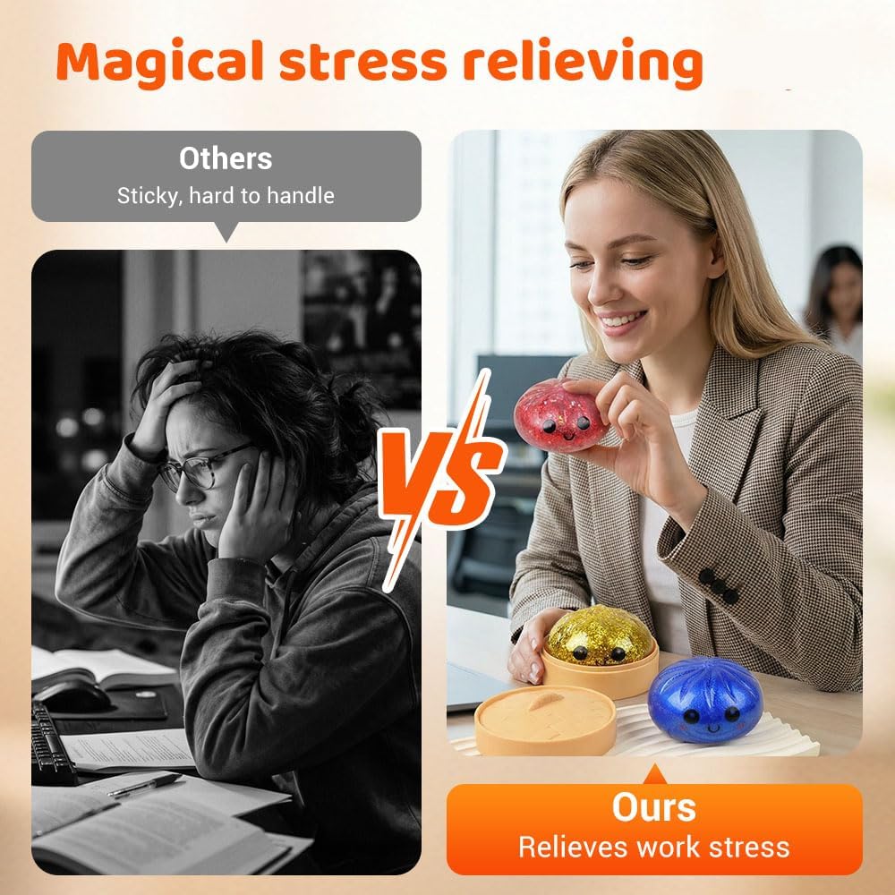 Dumpling Squishy, 2026 New Dumplings Stress Relief Ball with Steamer Box, Stress Relief Fidget Relaxation Gift for Stress Relief (Mix Color)