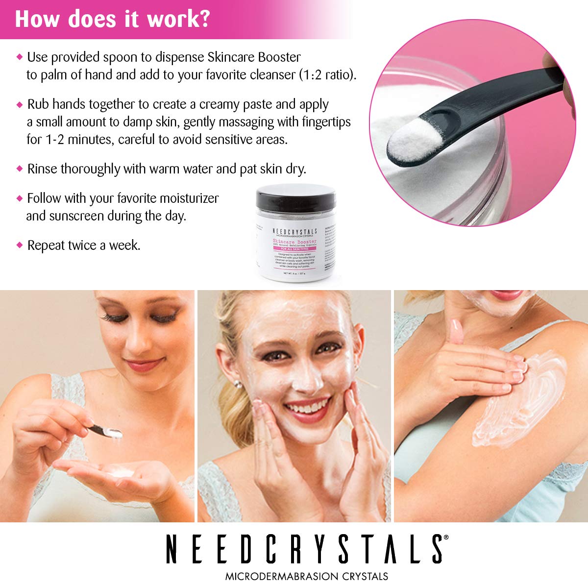 NeedCrystals Microdermabrasion Crystals 8 oz. / 227g. DIY Face Scrub. Natural Facial Exfoliator for Dull or Dry Skin Improves Scars, Blackheads, Pore Size, Wrinkles, Blemishes & Skin Texture : Beauty & Personal Care
