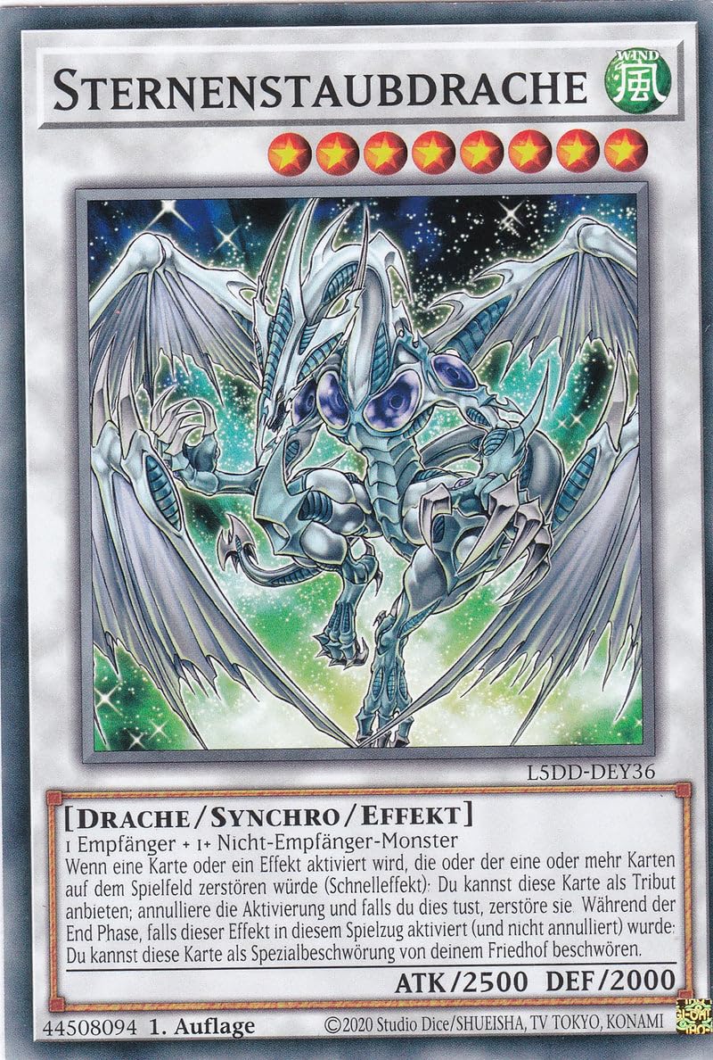 L5DD-DEY36 - Sternenstaubdrache - Common - Deutsch - 1. Auflage - Yugioh - Legendary 5D's Decks - mit LMS Fieldcenter-Karte