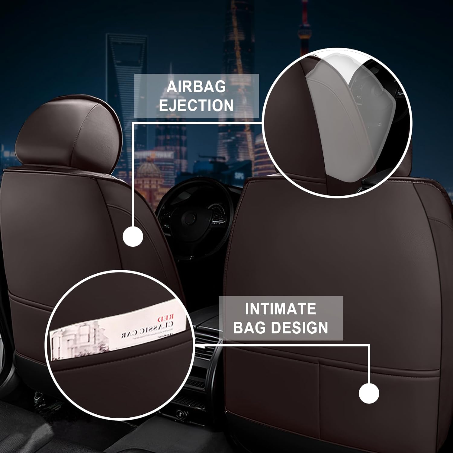 Fit for Honda CR-V 2008-2026 Seat Covers, Waterproof and Wear Resistant Sports Seat Cover, Premium Nappa Leather Car Seat Covers.(Standard 2 Seats/Coffee Color)