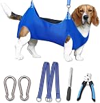 Harnais de hamac pour chien, Sling for Nail Clipping/Trimming, Sac de retenue pour petit grooming avec pinces à ongles, Kit de fournitures de chien pour soins des griffes (petit 30LB Max/Bleu)
