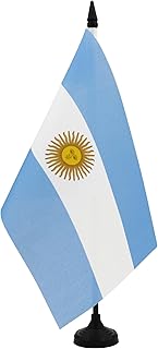 AZ FLAG Argentina Table Flag 5'' x 8'' - Argentine Desk Flag 21 x 14 cm - Black plastic stick and base