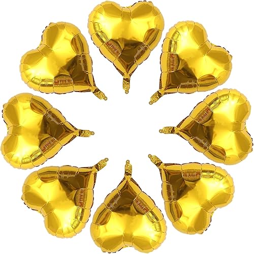 Miniatura 2 de Globos de Mylar de corazón dorado de 10 pulgadas, 50 globos de aluminio pequeños para fiestas de cumpleaños, bodas, baby shower, decoración de
