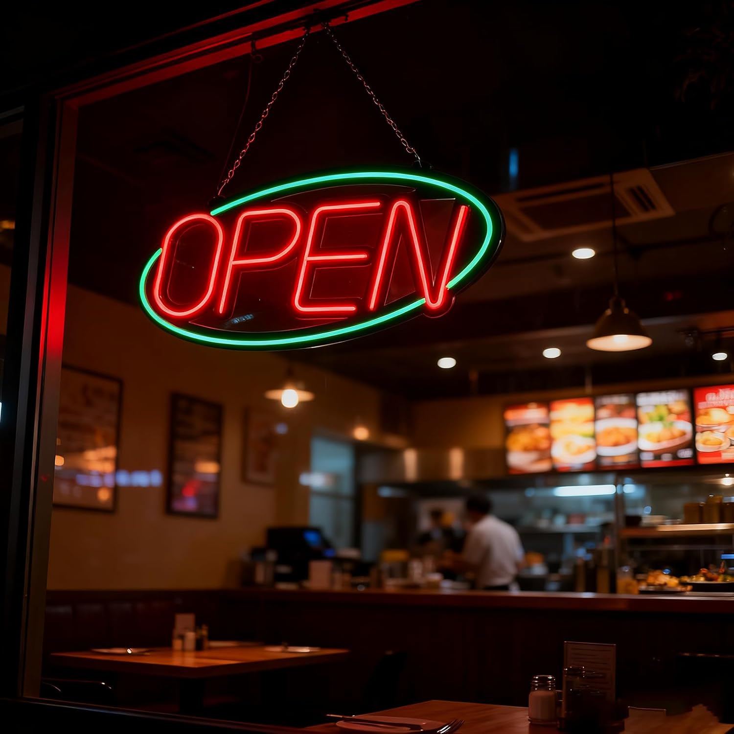 32'' X 15'' ASBAVA Super Bright LED Open Sign Remote Controlled — Dynamic Light Modes Neon Large Open Sign for business - Get Your Business Seen Day or Night (RED and GREEN)