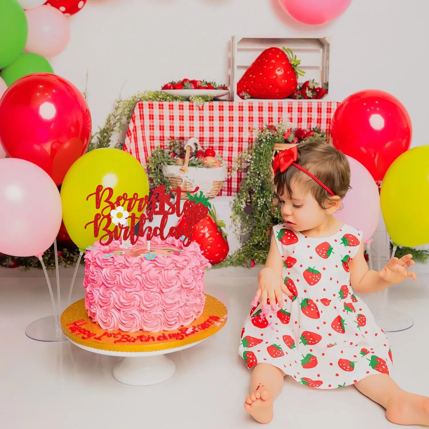 Strawberry Sweet One - Decoración Para Tarta De Fresa De Primer Cumpleaños, Fiesta De Cumpleaños