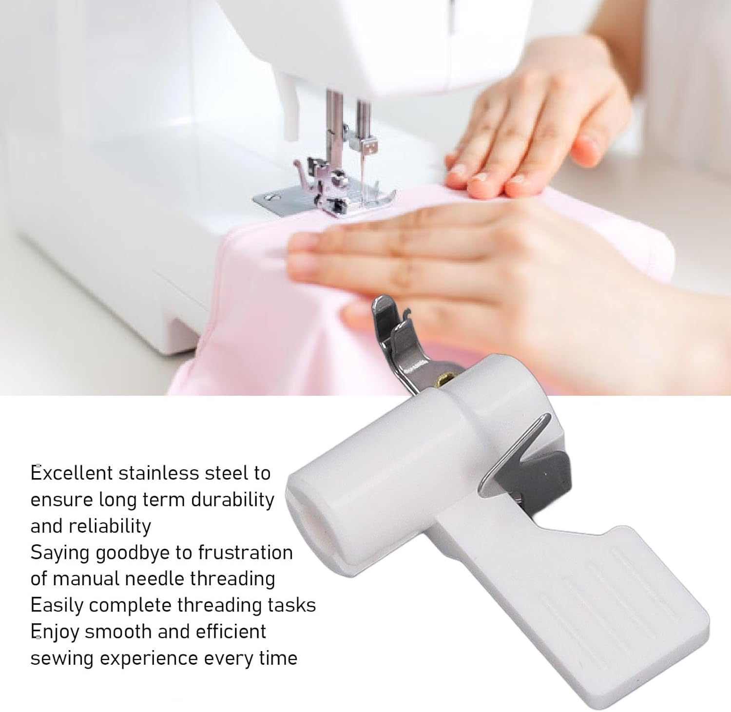 Using the needle threader to thread a sewing machine needle