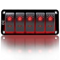 Vista 18 de FXC Interruptor basculante Panel de aluminio 2 Gang Interruptores de palanca Dash 5 Pin ON/OFF 2 LED retroiluminado para barco coche azul marino