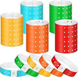Jsrnqert 100 unidades de pulseras de plástico para fiestas, eventos, conciertos, carnavales, fiestas temáticas, 5 colores, Plástico