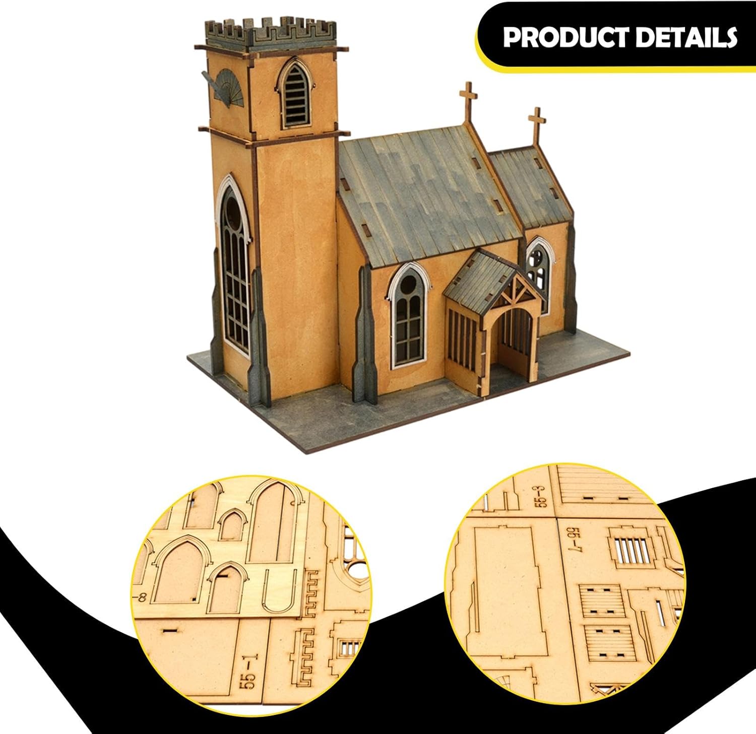 DYNWAVE 1/72 European Building Model Kit Unassembled DIY Handmade Ornament Decor Collection Miniature Wooden House Architecture Model