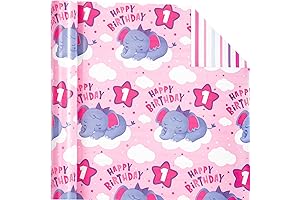 WRAPAHOLIC Reversible First Birthday Girl Wrapping Paper