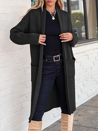 Miniatura 3 de ANRABESS - Cárdigan largo para mujer, suéter de tamaño extragrande con parte frontal abierta, abrigo de punto 2024, prendas de moda de otoño y