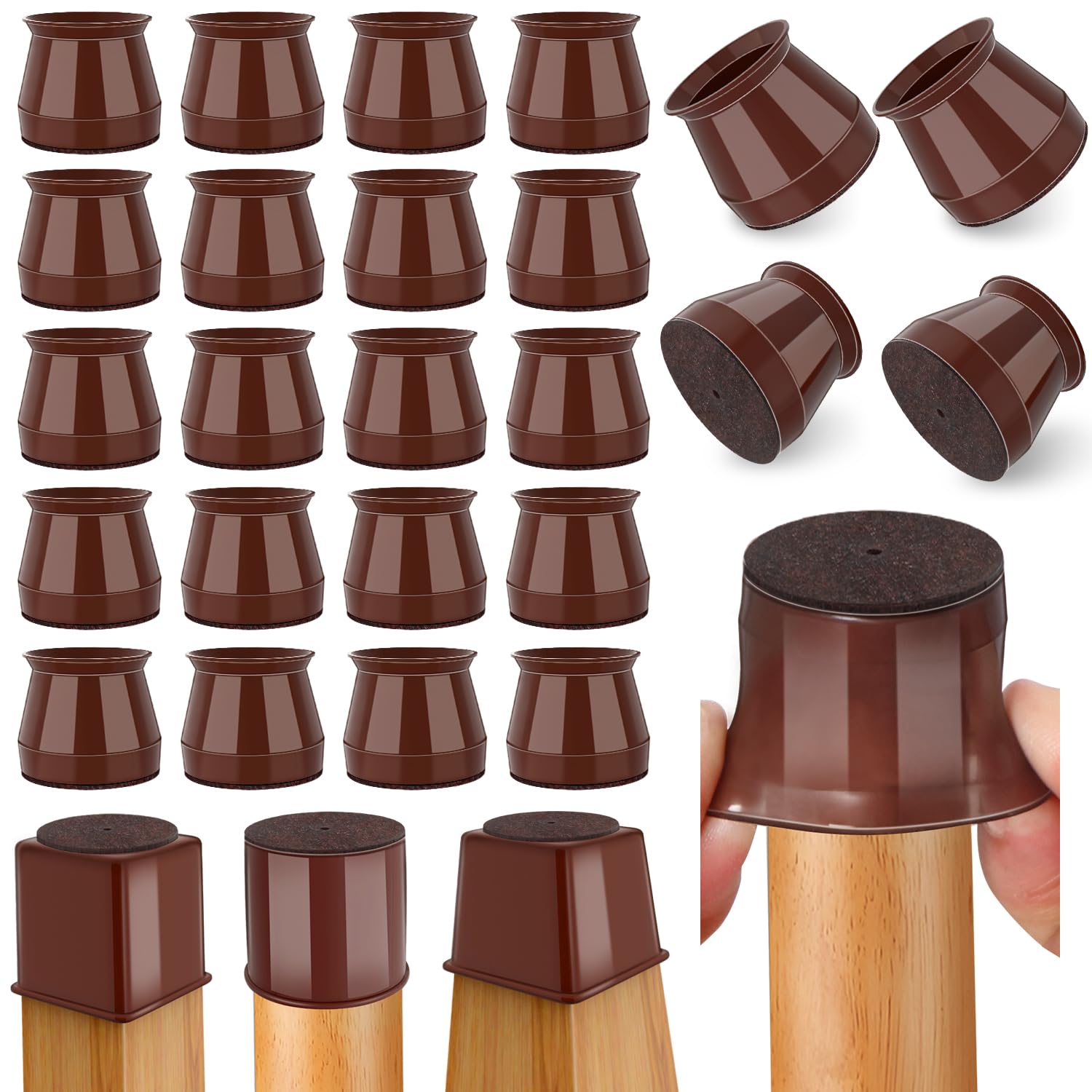 Ansible Chair Leg Floor Protectors, 24 Pcs Silicone Felt Furniture Leg Pads Caps Covers For Hardwood Floors (Brown-Medium) (B09C3B2H1Q) Amazon Price History, Amazon Price Tracker