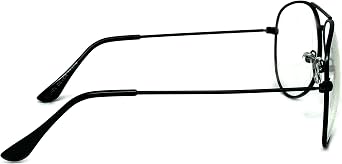 SHAMZBEST Clear Lens Aviator Eyeglasses Classic Retro Metal Frame (Black Large, Clear) (Black Large, Clear)