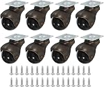 PATIKIL 2 Inch Ball Caster Wheels Set of 4, 360° Rotating Swivel Top Plate Wheels 397 lbs Total Capacity Caster with M4 Screws for Furniture Table Cabinet Bronze