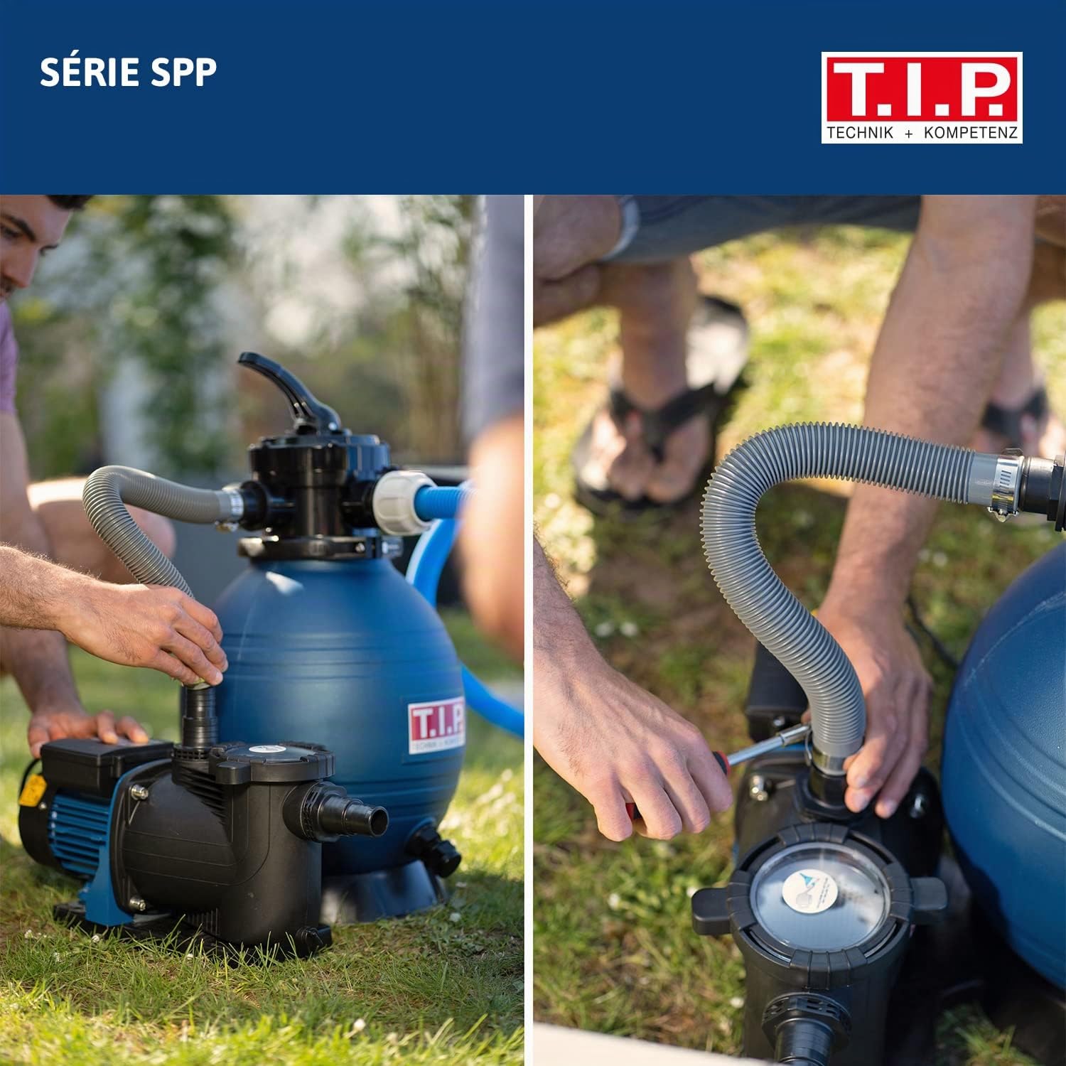 T.I.P. Pompe de Filtration Piscine – Débit 10 000 l/h – Auto-Amorçante avec Minuterie et Préfiltre – Parfaite pour Piscines et Bassins Jusqu'à 30 m³