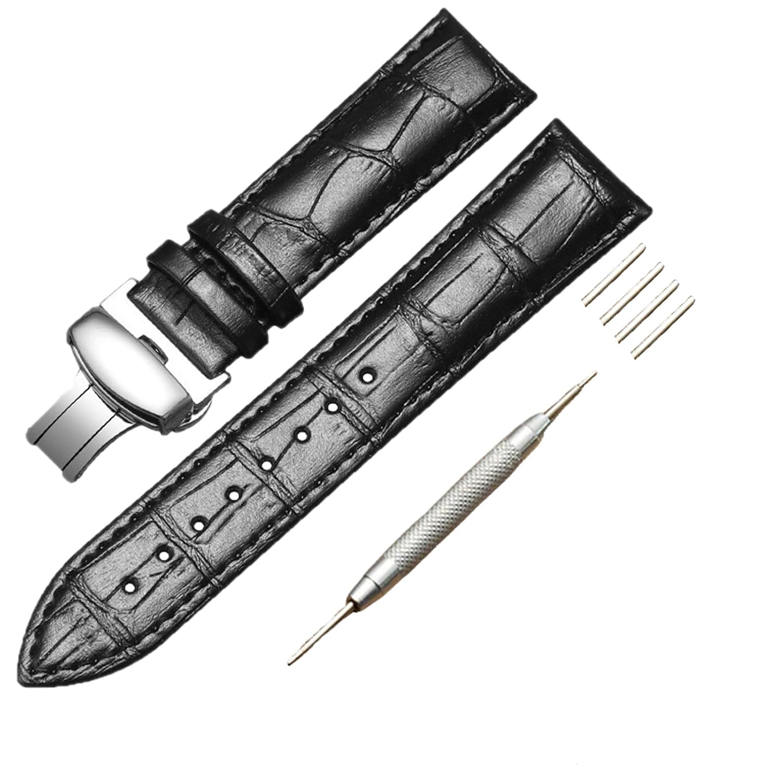 22mm Watch Strap for Men, Black Replacement Watch Accessories for Men, Wrist Watch Strap for Men Suitable for Watch Enthusiasts and Watch Strap Replacement Professionals