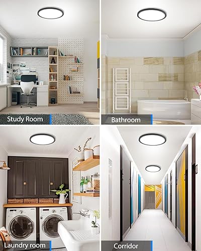 Miniatura 7 de Peasur Paquete de 5 lámparas de techo de montaje empotrado de 9 pulgadas, lámpara LED brillante de 18 W 5000 K, lámpara de techo ultrafina redonda