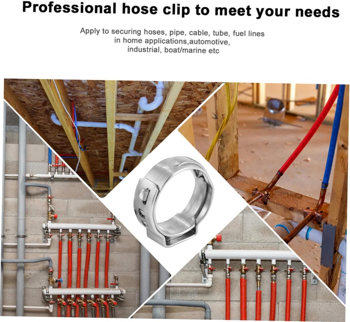 STOBAZA 130pcs Stainless Steel Single Ear Hose Clamp Set Calipers for Pipe and Tube Securing Automotive Industrial and Home Applications