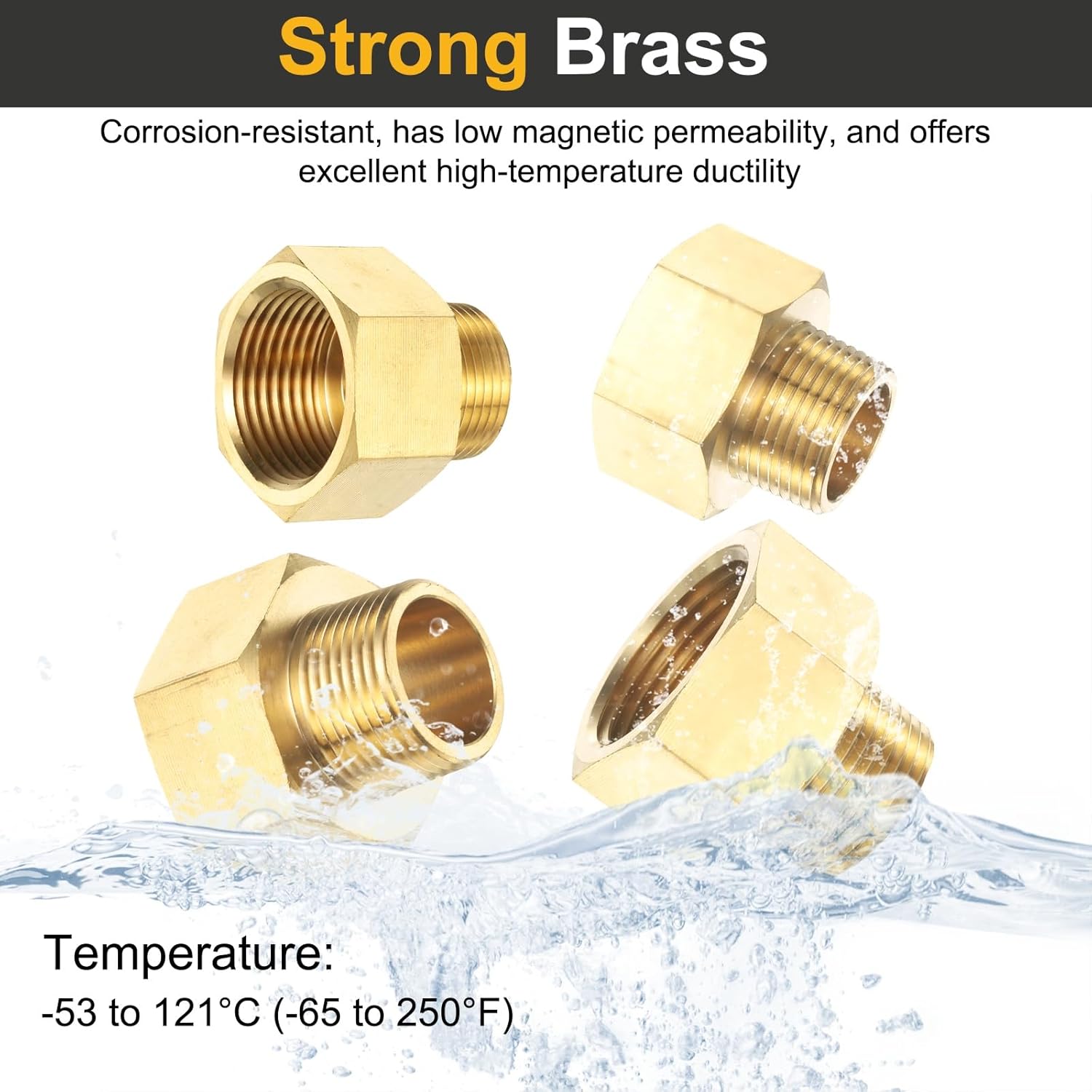 PATIKIL Brass Pipe Fitting, 3Pcs 1/4" NPT Male to 1/4" NPT Female Pipe Reducer Adapter Extension Connectors Brass Fittings for Water Gas Refrigeration