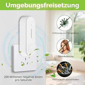 2 x Air Purifier Plug in Negative Ion Air Purifier Portable Air Purifier
