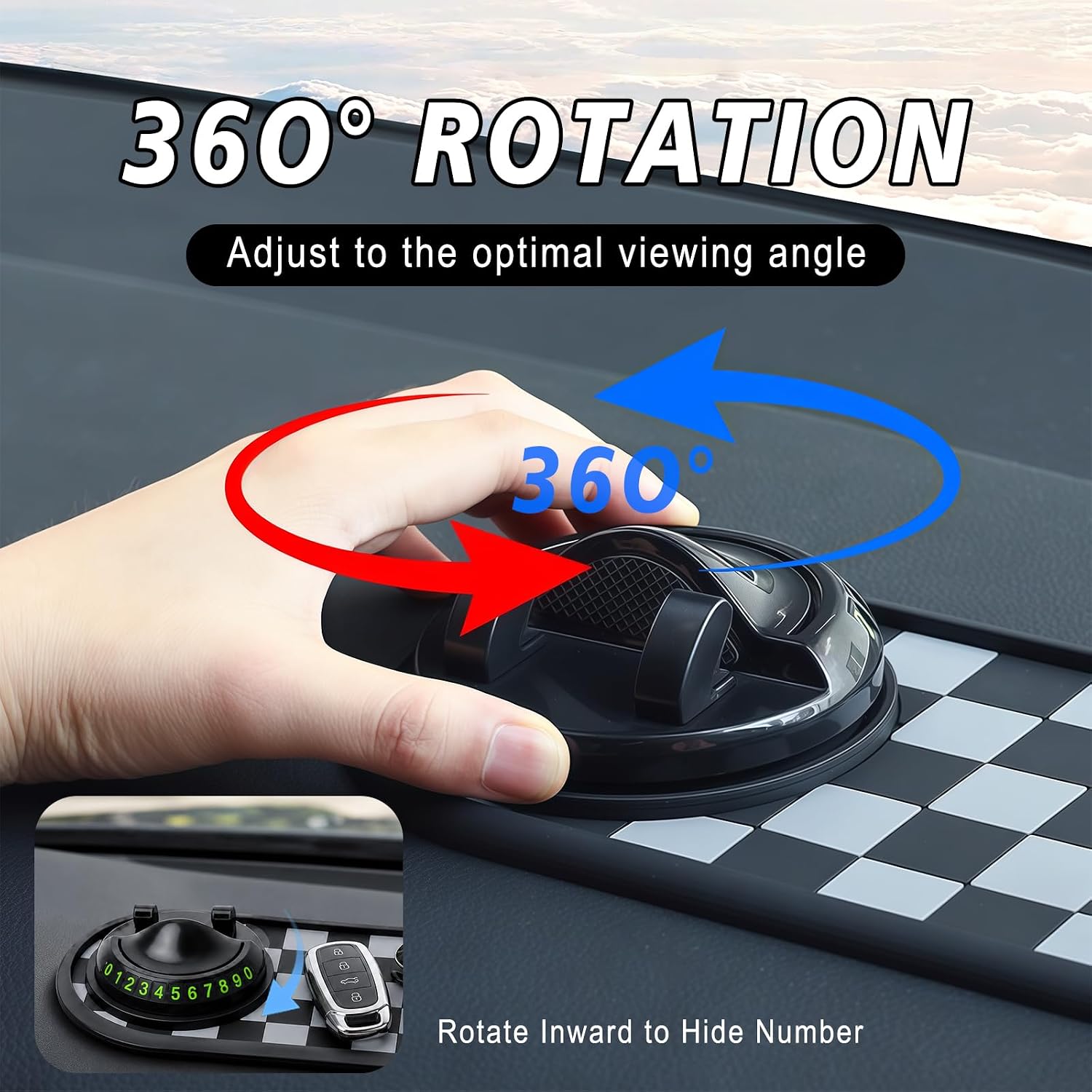 Anti-Slip Car Mat Phone Mount, 360° Rotating Phone Holder for Car Dashboard image 4