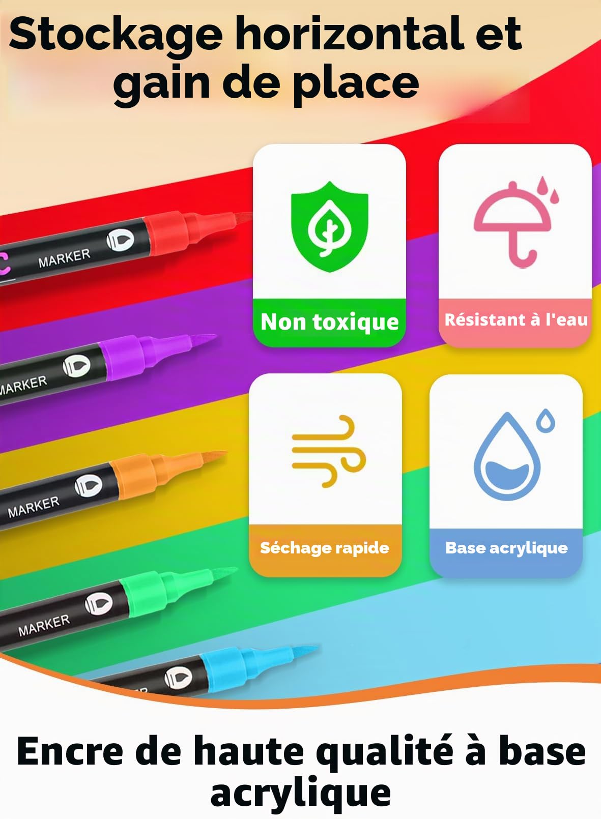 120 Couleurs Marqueur Acrylique Feutre Acrylique Double Pointe