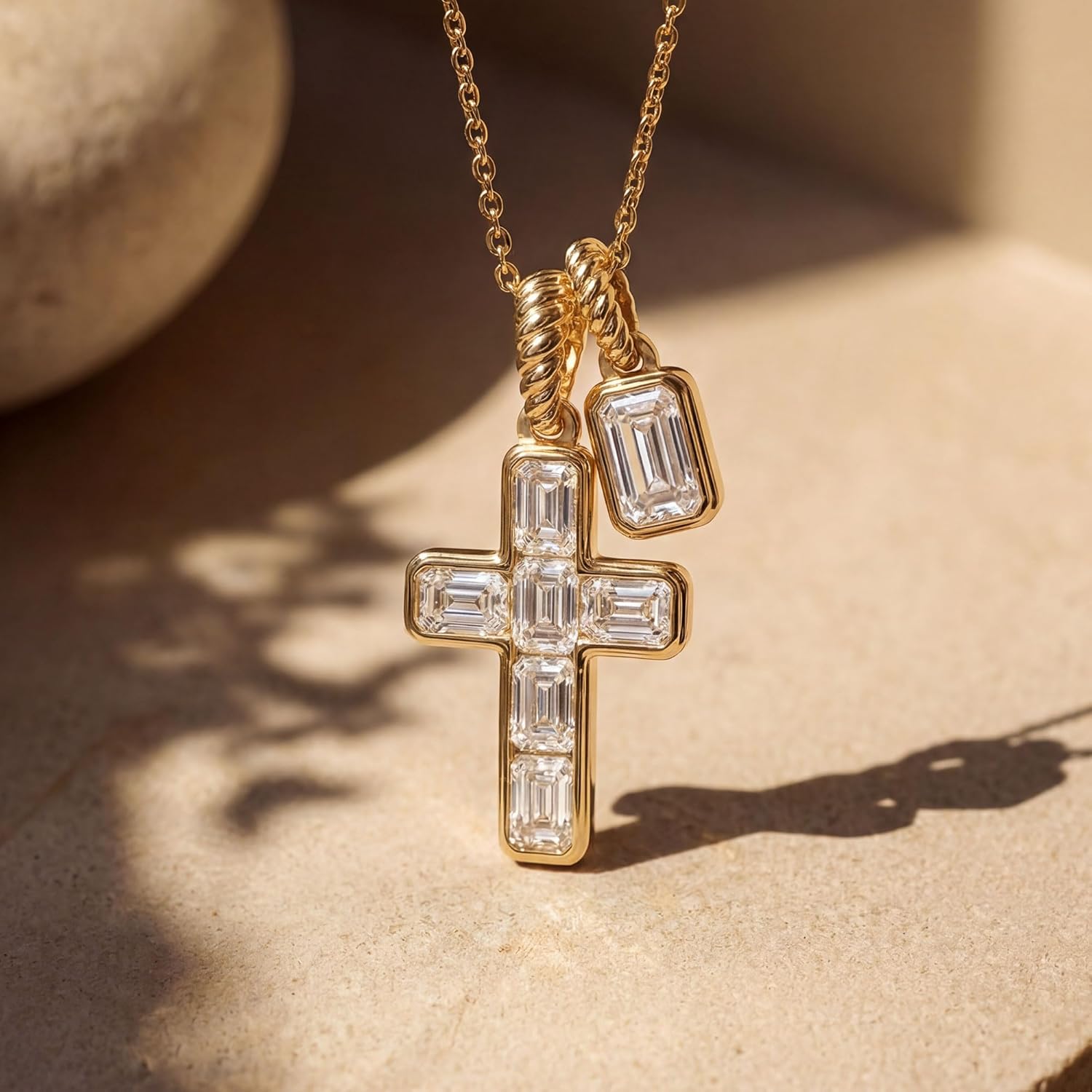 Fettero Gold Cross Necklace for Women Teen Girls - Double Pendant Necklaces 14K Gold Plated Removable Cross Necklace Dainty Simple Gold Necklace for Women Trendy Faith Gold Jewelry Gifts - Image 3