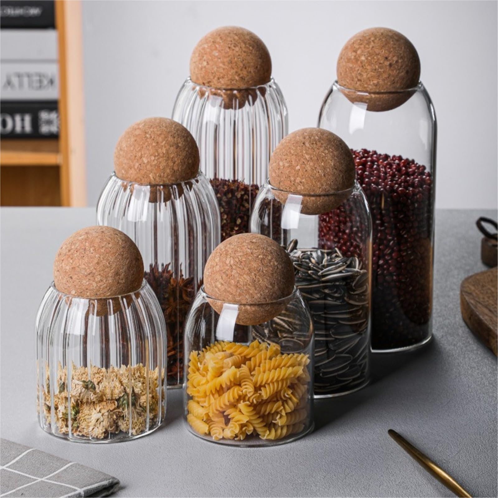 Vorratsgläser - Küche Luftdicht 3er-Set Vorratsgläser Aus Glas Mit Korkkugelverschluss, Praktische Aufbewahrung Vorratsdosen