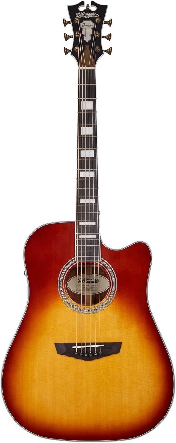 D'Angelico Electro 6 String Acoustic-Electric Guitar, Right, Iced Tea Burst (DAPD500ITBAPS)