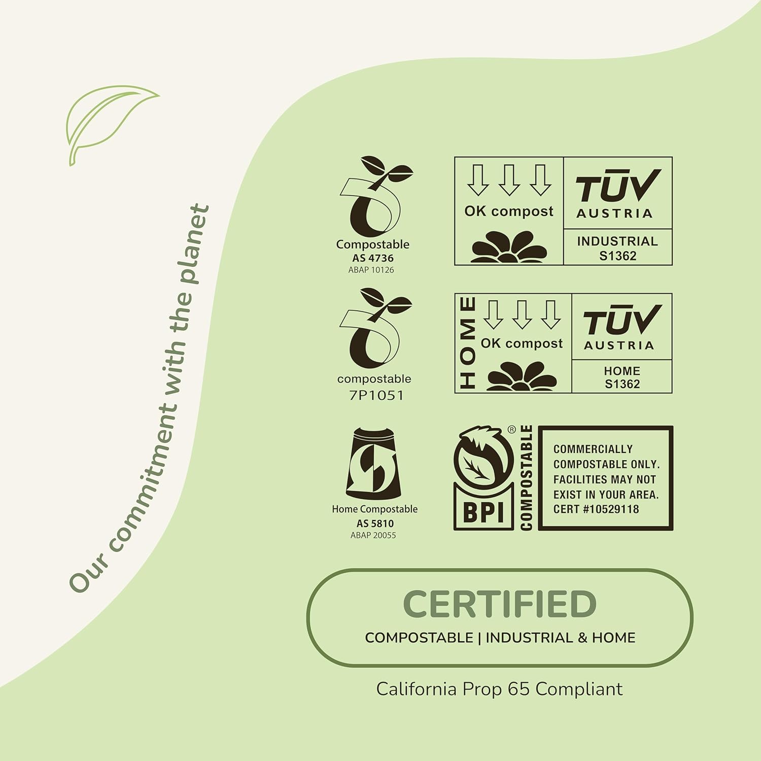Compostable Dog Poop Bags Rolls 180 Count | Certified OK Compost HOME & BPI | Extra Thick 20 Microns, Leak-Resistant, Unscented