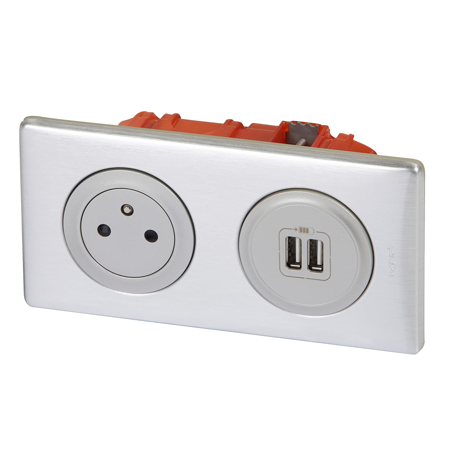 Legrand 200139 Céliane Kit Dual USB with Earth Main Valve/Flexible Two Pole 230 V Aluminium