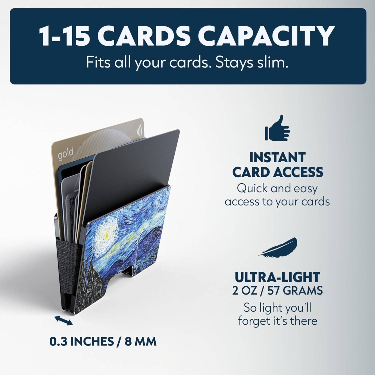 Slim RFID Blocking Card Holder & Money Clip - Aluminum Wallet for Men & Women – Front Pocket Metal Minimalist Wallet Holds 15 Cards – Credit Card Holder - Durable, Lightweight, Unique Engraved Design