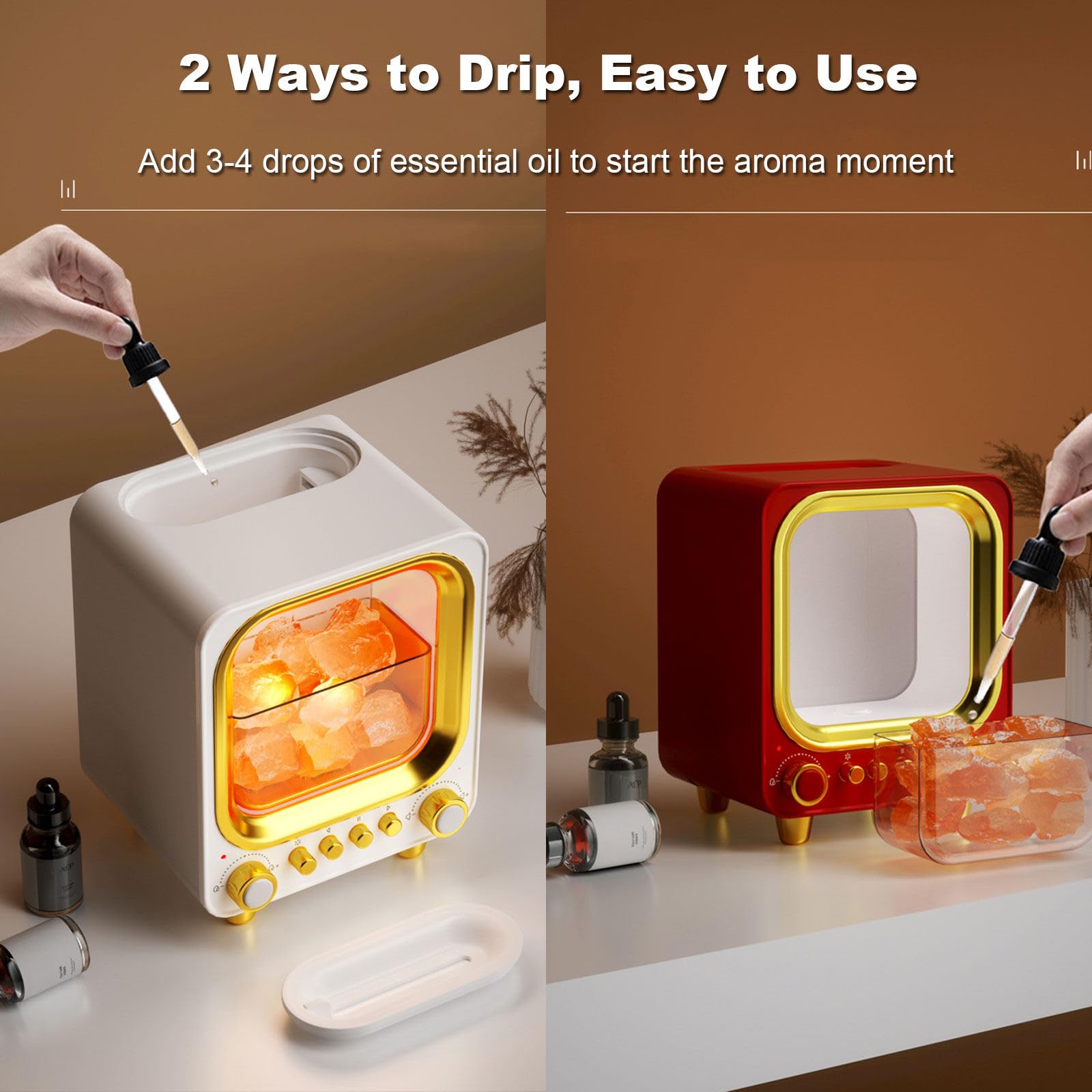 Difusor de Aceites Esenciales, Moderno Diseño 3 en 1, TV Estilo Humidificador Aceites Esenciales, Agregar Agua Encima, Humificador de Aromas, con Luz Nocturna, Reproductor Bluetooth